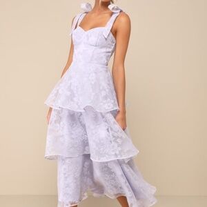 Lulus Glamorous Sweetie Lavender Burnout Tie-strap Bustier Midi Dress Purple